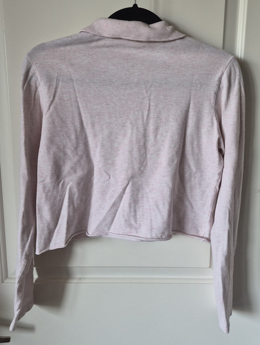 Lacoste Women Long Sleeve Light Pink Polo Crop Top - Picture 3 of 3